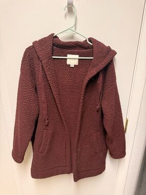 American Eagle Plush Sherpa Jacket - Burgundy